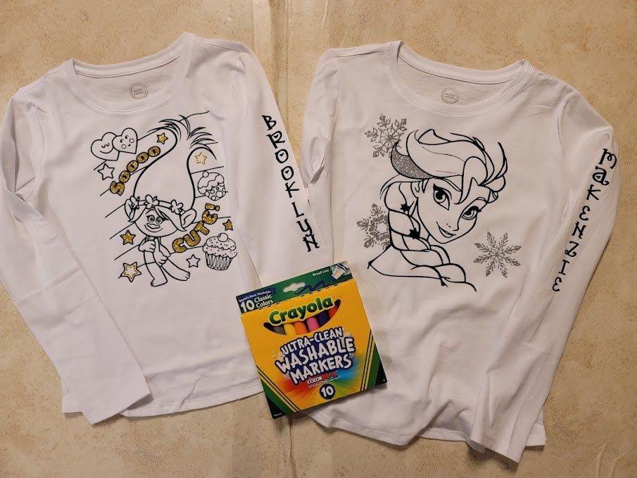 Coloring shirt with markers